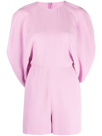 Pre-owned Valentino 2000s Batwing Sleeves Silk Jumpsuit In Pink