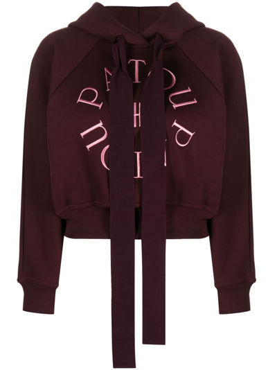 Patou Embroidered-logo Cropped Hoodie In Dahlia