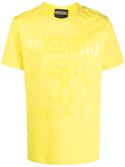 Moschino Logo-print Organic Cotton T-shirt In Yellow