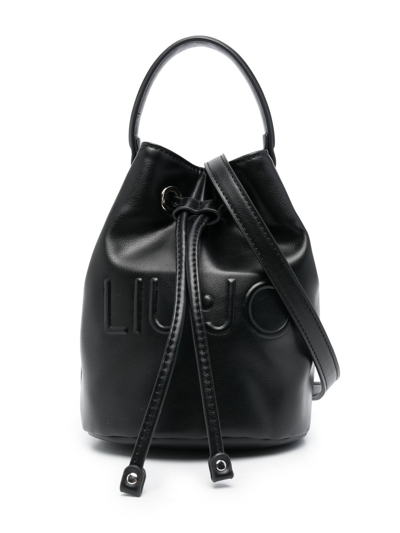 Liu •jo Kids' Embossed-logo Bucket Bag In Black