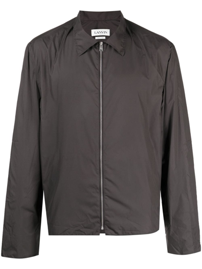 Lanvin Navy Mens Zip Up Shirt Jacket In Grey