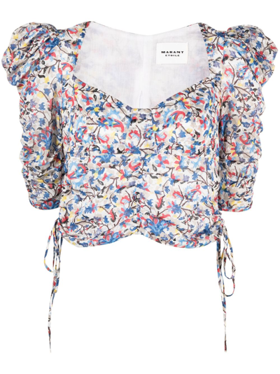 Marant Etoile Floral-print Cotton Top In Multi-colored