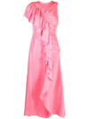 Ulla Johnson Lali Ruched Wild Hibiscus Maxi Dress In Pink