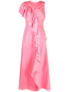 Ulla Johnson Lali Ruched Wild Hibiscus Maxi Dress In Dahlia