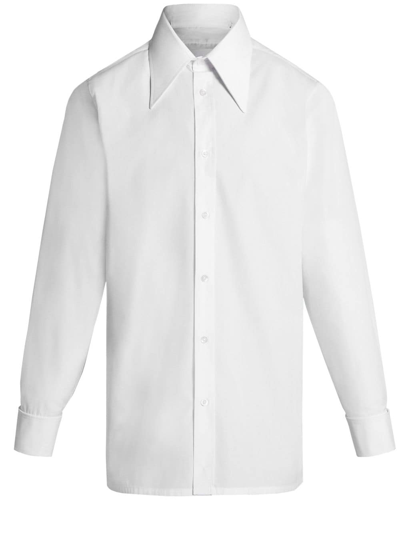 Maison Margiela Straight-point Collar Cotton Shirt In White