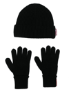 Dsquared2 Wool Beanie And Gloves Set In Black