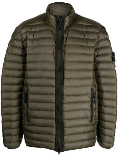 Stone Island Compass-patch Padded Jacket In Militare