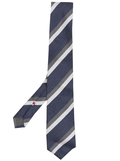 Brunello Cucinelli Stripe-pattern Pointed-tip Tie In Blue