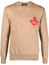 Dsquared2 Fine-knit Crew-neck Jumper In Beige