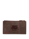 ETRO LOGO-EMBROIDERED JACQUARD LEATHER WALLET