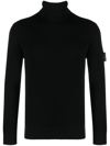 Stone Island Compass-patch Roll-neck Jumper In Black