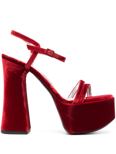 Philosophy Di Lorenzo Serafini 丝绒高跟凉鞋 In Red