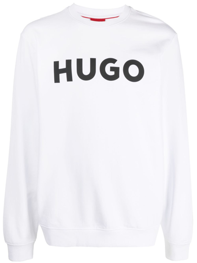 Hugo Boss Logo-print Cotton Sweatshirt In White