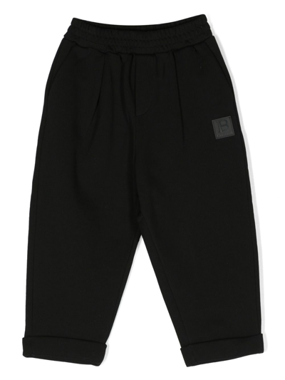 Balmain Kids' Logo-patch Elasticated Trousers In Black