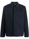 Apc Kerlouan Logo-embroidered Cotton-twill Overshirt In Blue