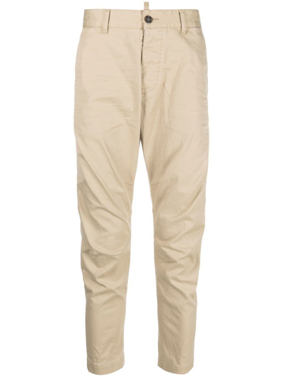 Dsquared2 Tapered Mid-rise Trousers In Beige