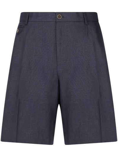Dolce & Gabbana Above-knee Linen Tailored Shorts In Grey