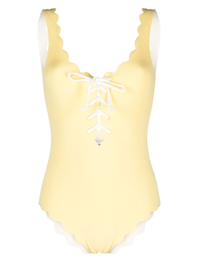 Marysia Palm Springs Scallop-edge Swimsuit In Yellow