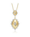 RACHEL GLAUBER WHITE GOLD AND 14K GOLD PLATED CUBIC ZIRCONIA DESIGNED PENDANT NECKLACE