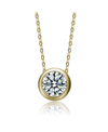 RACHEL GLAUBER DAZZLING ROUND SOLITAIRE BEZEL FLOATING PENDANT NECKLACE WITH CUBIC ZIRCONIA