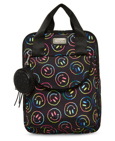 Madden Girl Nylon Square Mini Backpack In Black Smiley