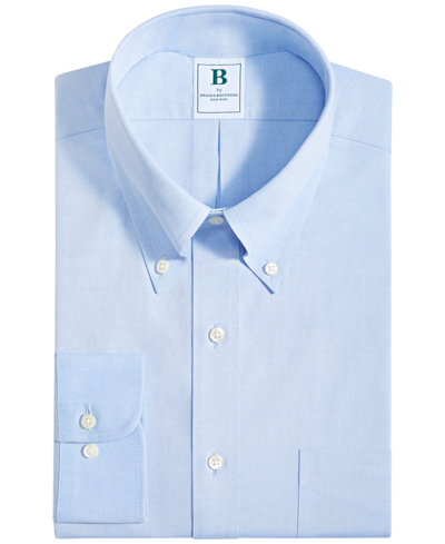 Brooks Brothers B By  Men's Regular Fit Non-iron Solid Dress Shirts In Light Blue