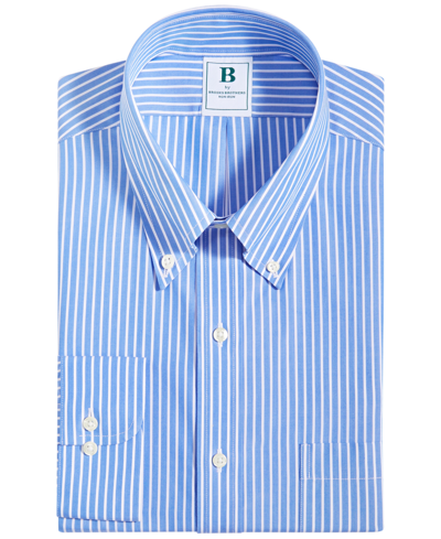 Brooks Brothers Men's Regular Fit Non-iron Thin Stripe Dress Shirt In Blue