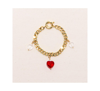 JOEY BABY 18K GOLD PLATED FRESHWATER PEARLS CHUNKY CHAIN WITH GLASS RED HEART CHARM