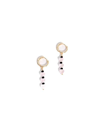 Joey Baby 18k Gold On Stainless Steel, Japanese Black Beads, Jade Glass Beads, Light Pink Resin Heart-shaped B In Rose
