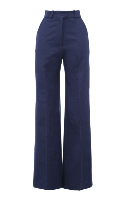 Martin Grant Sofia Cotton Wide Straight-leg Trousers In Navy