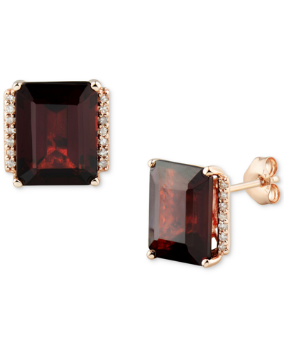Macy's Gemstone And Diamond Accent Stud Earrings In 14k Gold In Garnet