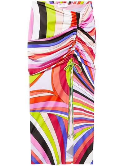 Pucci Iride-print Gathered Midi Skirt In Multicolor