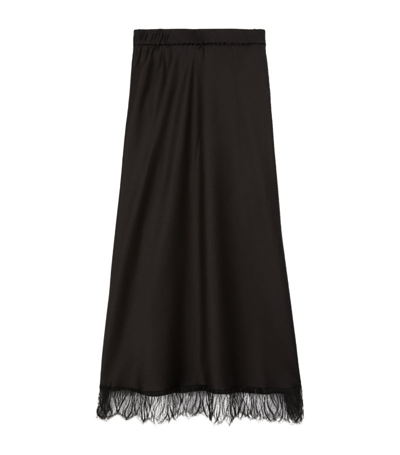 The Kooples Lace-detail Midi Skirt In Black