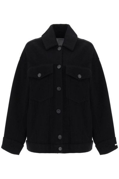Sportmax Single-breasted Wool Coat In Black