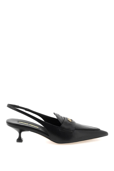 Miu Miu Leather Loafers In Black