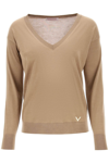VALENTINO SWEATER IN CASHMERE AND SILK WITH 'V GOLD' DETAIL