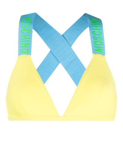 Moschino Logo-tape Bikini Top In 黄色