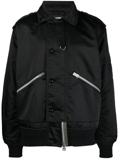 Sacai Zip-up Cotton-blend Bomber Jacket In Black