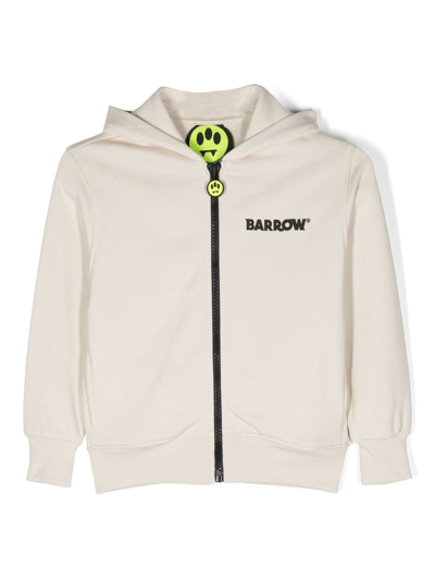Barrow Logo-print Zip-up Cotton Jacket In Beige