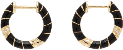 Yvonne Léon Gold & Black Paire De Creoles Mini Torsade Earrings