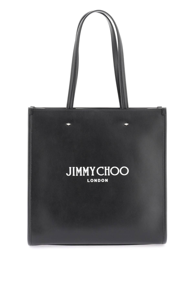 Jimmy Choo Leather Tote Bag In Black White Silver (black)