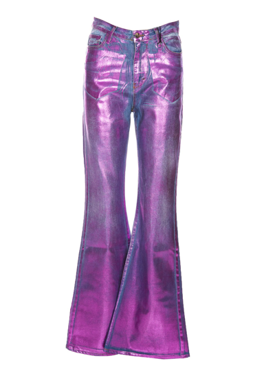 Madison.maison Metallic-effect Laminated Jeans In Pink