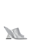 Attico Cheope 105mm Laminated Leather Mules In Silver