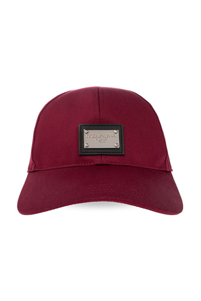 Dolce & Gabbana Dg Essentials Logo-plaque Baseball Cap In Wine