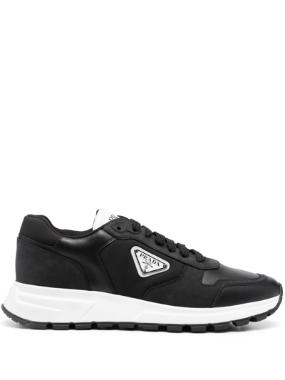 PRADA LOGO-PLAQUE LOW-TOP SNEAKERS