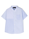 EMPORIO ARMANI EMBROIDERED-LOGO PANELLED COTTON SHIRT