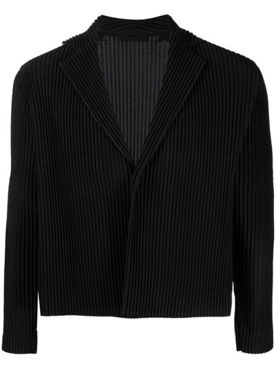 Issey Miyake Plissé Single-breasted Blazer In Schwarz