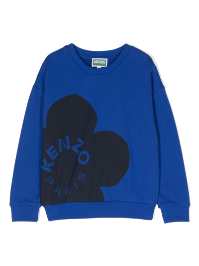 Kenzo Kids' Logo-print Cotton Sweatshirt In Blue