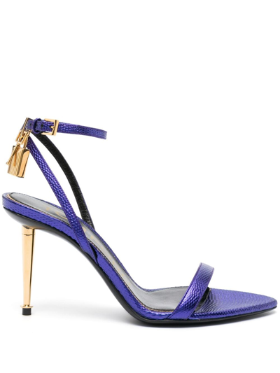 Tom Ford Padlock 90mm Leather Sandals In Purple