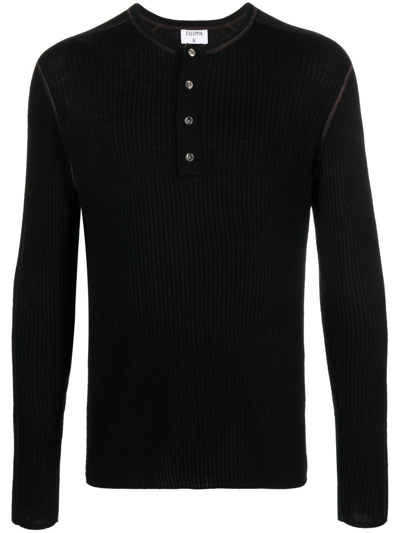 Filippa K Ribbed Lyocell-blend Sweatshirt In Black